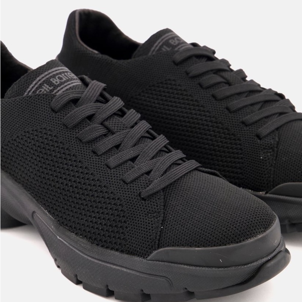 Men’s Neil Barrett Black Knit Bolt Lace Up Sneakers with Lightning Bolt Size 44 - Picture 4 of 5